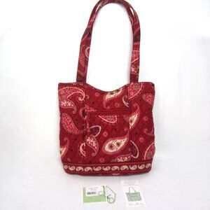 Vera Bradley Bucket Tote Bag Mesa Red Quilted Paisley Western
